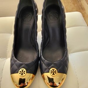 Tory Burch Navy Blue Wedges